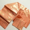 名古屋帯 六通柄 良品 正絹 流水・波柄 名古屋仕立て 箔 帯 橙_画像17