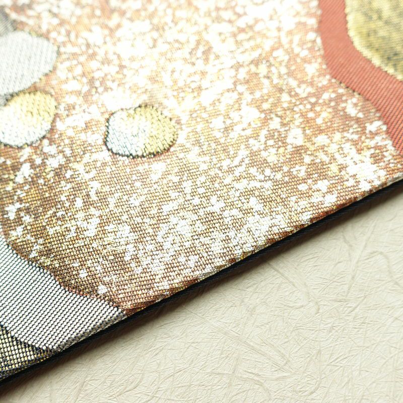 名古屋帯 太鼓柄 美品 正絹 流水・波柄 名古屋仕立て 箔 帯 青・紺_画像12