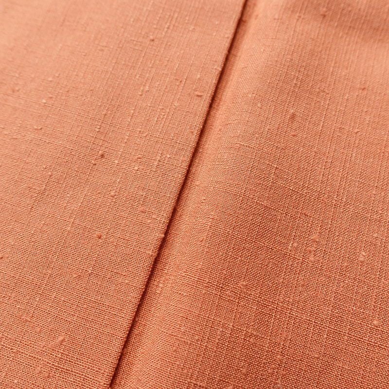 紬 しつけ糸付き 正絹 無地 袷仕立て 身丈161.5cm 裄丈65cm 着物 橙_画像8