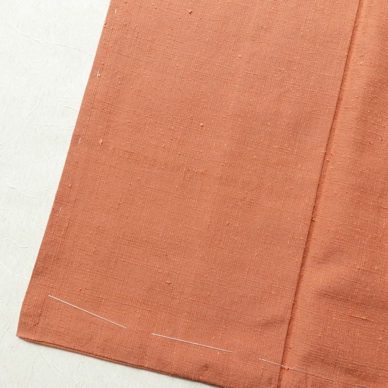 紬 しつけ糸付き 正絹 無地 袷仕立て 身丈161.5cm 裄丈65cm 着物 橙_画像11