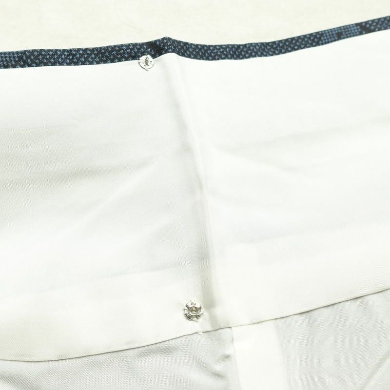 紬 良品 しつけ糸付き 正絹 花柄 袷仕立て 身丈160cm 裄丈64.5cm 着物 青・紺_画像20