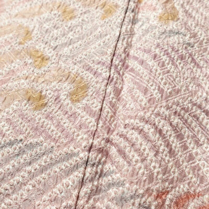 訪問着 絞り 総絞り 正絹 流水・波柄 袷仕立て 身丈152cm 裄丈63.5cm 着物 ピンク_画像8