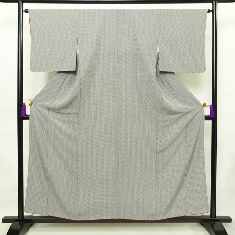 小紋 正絹 古典柄 袷仕立て 身丈156cm 裄丈64cm 着物 黒_画像1