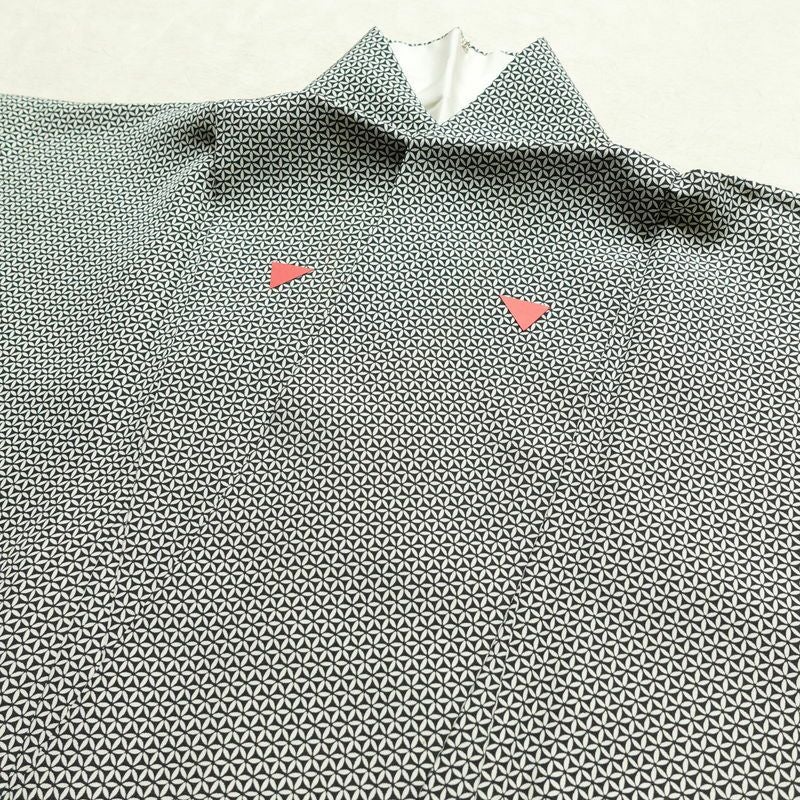 小紋 正絹 古典柄 袷仕立て 身丈156cm 裄丈64cm 着物 黒_画像15