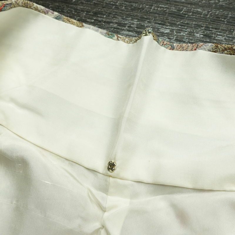 小紋 縮緬 正絹 風景柄 袷仕立て 身丈165cm 裄丈64cm 着物 多色使い_画像18