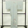 訪問着 紬地 しつけ糸付き 正絹 花柄 袷仕立て 身丈167cm 裄丈67cm フォーマル 着物 青・紺_画像2