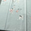訪問着 紬地 しつけ糸付き 正絹 花柄 袷仕立て 身丈167cm 裄丈67cm フォーマル 着物 青・紺_画像4