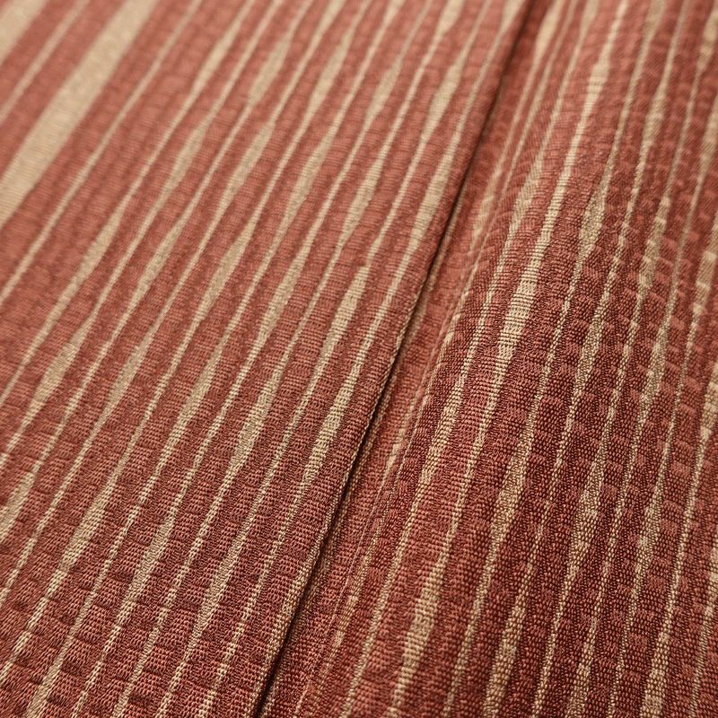 小紋 美品 しつけ糸付き 正絹 縞柄・線柄 袷仕立て 身丈159cm 裄丈67cm モダン 着物 茶_画像9