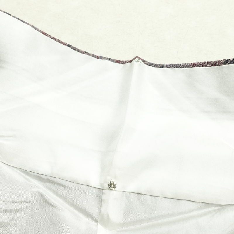 小紋 しつけ糸付き 縮緬 正絹 木の葉・植物柄 袷仕立て 身丈166.5cm 裄丈66cm 着物 紫・藤色_画像19