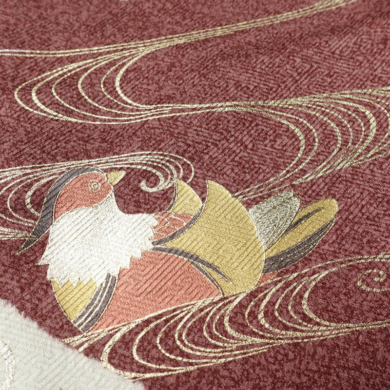 訪問着 良品 しつけ糸付き 正絹 人物・動物柄 袷仕立て 身丈163cm 裄丈65.5cm 箔 金彩 フォーマル 着物 ベージュ_画像7