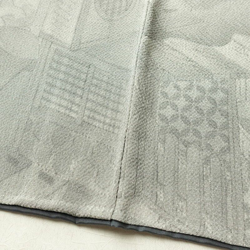 小紋 縮緬 正絹 風景柄 袷仕立て 身丈160.5cm 裄丈64.5cm 着物 グレー_画像11