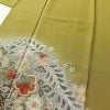 訪問着 辻が花 落款入り 縮緬 絞り 正絹 花柄 袷仕立て 身丈162cm 裄丈67.5cm 着物 緑・うぐいす色_画像5