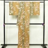 小紋 良品 しつけ糸付き 正絹 花柄 袷仕立て 身丈164.5cm 裄丈67.5cm 金彩 桜	着物 茶_画像2