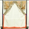 小紋 良品 しつけ糸付き 正絹 花柄 袷仕立て 身丈164.5cm 裄丈67.5cm 金彩 桜	着物 茶_画像3
