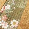 小紋 良品 しつけ糸付き 正絹 花柄 袷仕立て 身丈164.5cm 裄丈67.5cm 金彩 桜	着物 茶_画像7