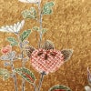 小紋 良品 しつけ糸付き 正絹 花柄 袷仕立て 身丈164.5cm 裄丈67.5cm 金彩 桜	着物 茶_画像8