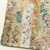 小紋 美品 しつけ糸付き 縮緬 正絹 木の葉・植物柄 袷仕立て 身丈161cm 裄丈66cm 着物 ベージュ_画像12