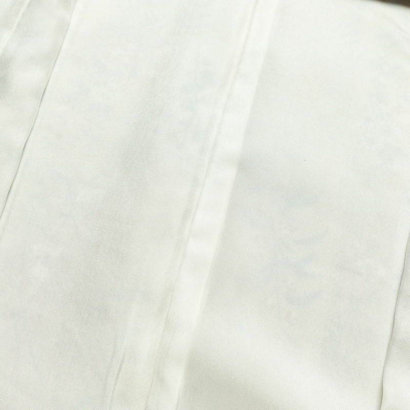 小紋 美品 しつけ糸付き 縮緬 正絹 木の葉・植物柄 袷仕立て 身丈161cm 裄丈66cm 着物 ベージュ_画像18