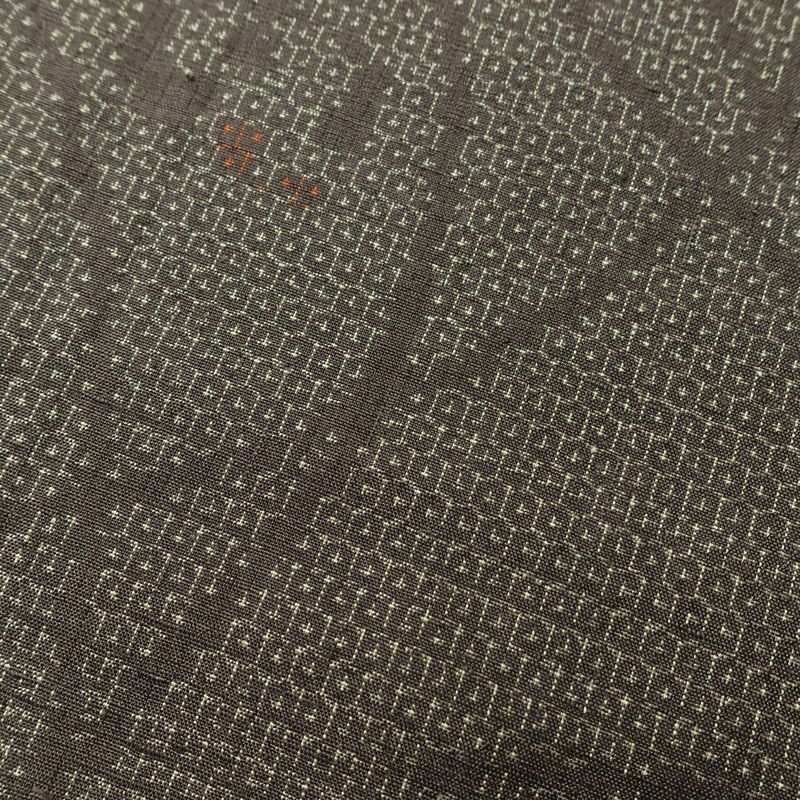 紬 良品 しつけ糸付き 正絹 木の葉・植物柄 袷仕立て 身丈165.5cm 裄丈69.5cm 着物 茶_画像7