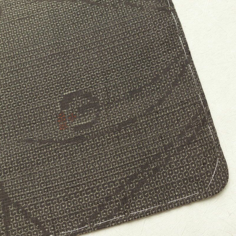 紬 良品 しつけ糸付き 正絹 木の葉・植物柄 袷仕立て 身丈165.5cm 裄丈69.5cm 着物 茶_画像15