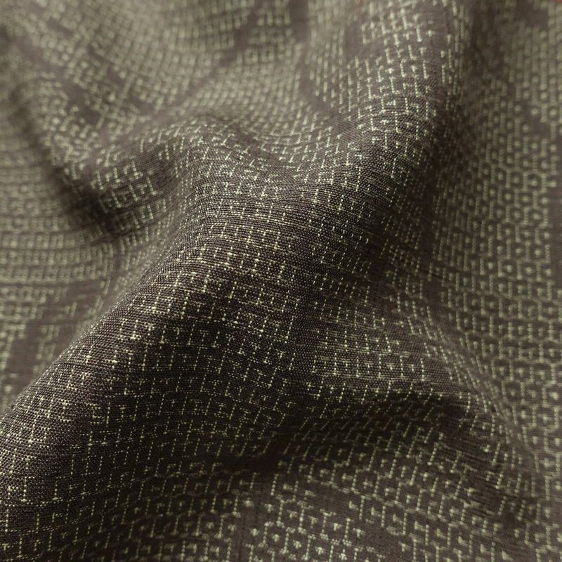 紬 良品 しつけ糸付き 正絹 木の葉・植物柄 袷仕立て 身丈165.5cm 裄丈69.5cm 着物 茶_画像21