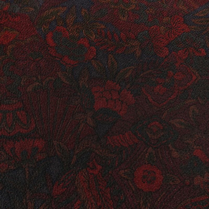 小紋 美品 しつけ糸付き 縮緬 正絹 幾何学柄・抽象柄 袷仕立て 身丈164.5cm 裄丈66.5cm 着物 小豆・エンジ_画像6