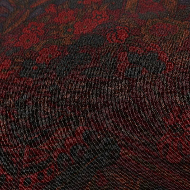 小紋 美品 しつけ糸付き 縮緬 正絹 幾何学柄・抽象柄 袷仕立て 身丈164.5cm 裄丈66.5cm 着物 小豆・エンジ_画像7