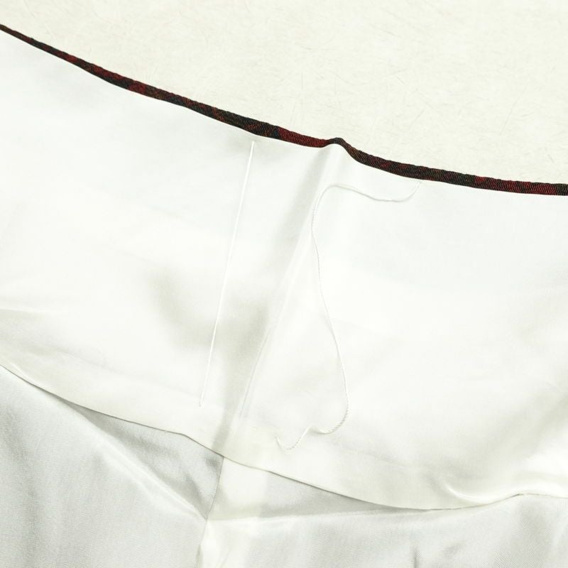 小紋 美品 しつけ糸付き 縮緬 正絹 幾何学柄・抽象柄 袷仕立て 身丈164.5cm 裄丈66.5cm 着物 小豆・エンジ_画像19