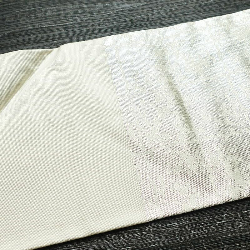 名古屋帯 太鼓柄 良品 金駒刺繍 正絹 花柄 名古屋仕立て 箔 刺繍 帯 金・銀_画像15