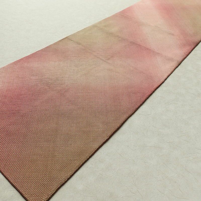 名古屋帯 全通柄 正絹 その他の柄 名古屋仕立て 帯 ピンク_画像8