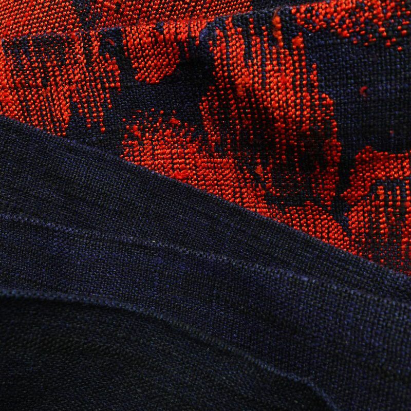 名古屋帯 六通柄 良品 正絹 花柄 名古屋仕立て 帯 青・紺_画像18