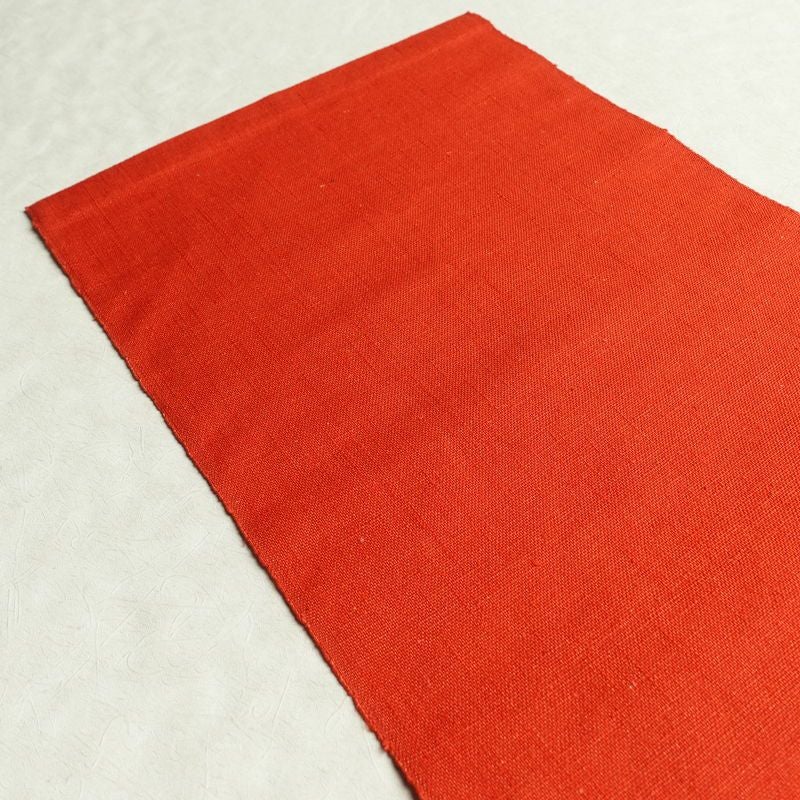 名古屋帯 六通柄 良品 正絹 木の葉・植物柄 通し仕立て 帯 赤・朱_画像17