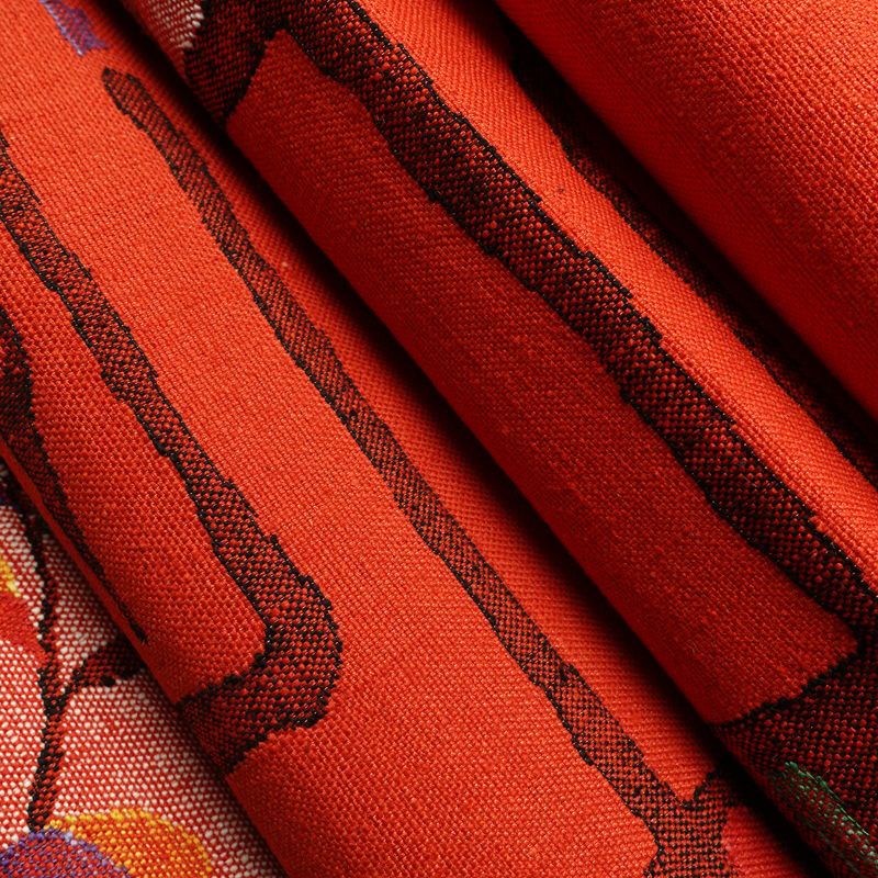 名古屋帯 六通柄 良品 正絹 木の葉・植物柄 通し仕立て 帯 赤・朱_画像19