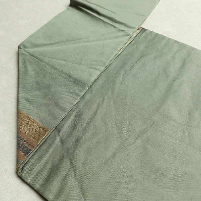 名古屋帯 太鼓柄 正絹 幾何学柄・抽象柄 名古屋仕立て 箔 帯 緑・うぐいす色_画像19