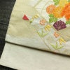 名古屋帯 太鼓柄 正絹 花柄 松葉仕立て 帯 金・銀_画像7