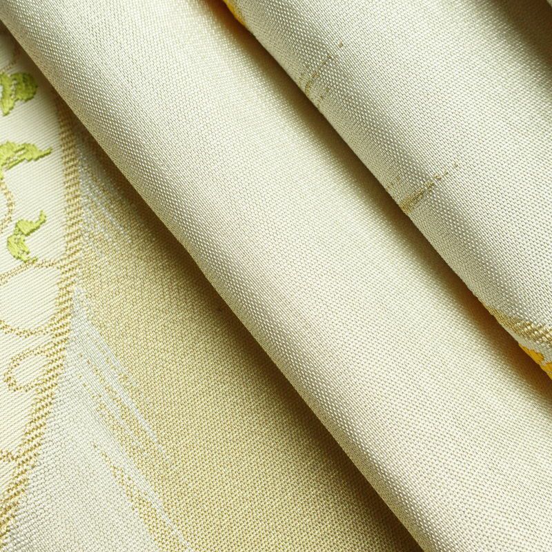 名古屋帯 太鼓柄 正絹 花柄 松葉仕立て 帯 金・銀_画像21