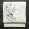名古屋帯 太鼓柄 良品 正絹 風景柄 名古屋仕立て 帯 白_画像1