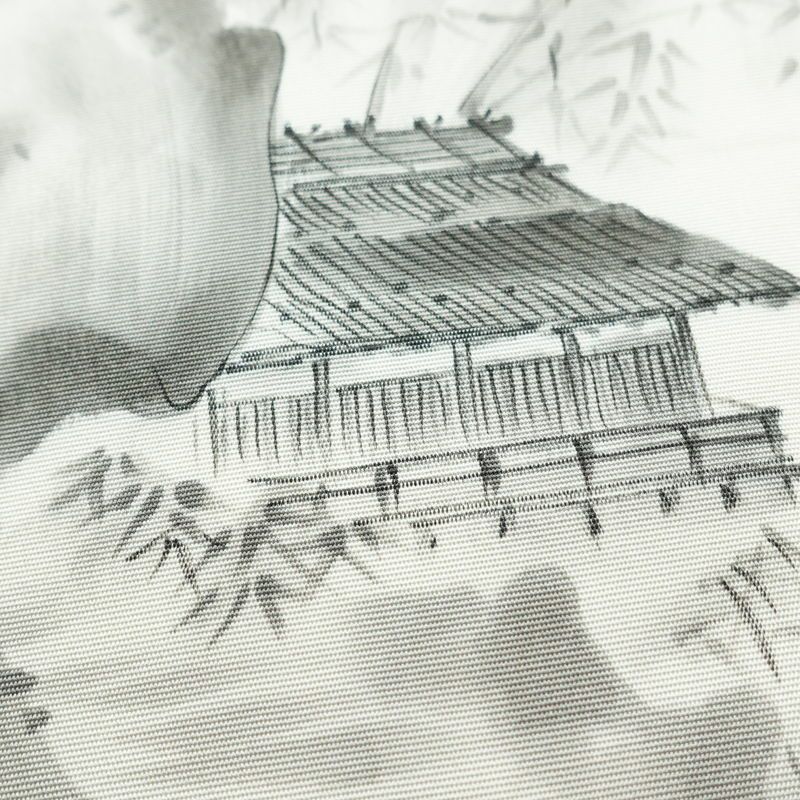 名古屋帯 太鼓柄 良品 正絹 風景柄 名古屋仕立て 帯 白_画像3