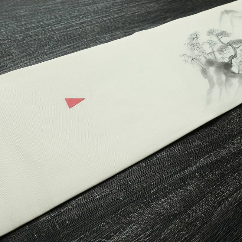 名古屋帯 太鼓柄 良品 正絹 風景柄 名古屋仕立て 帯 白_画像14