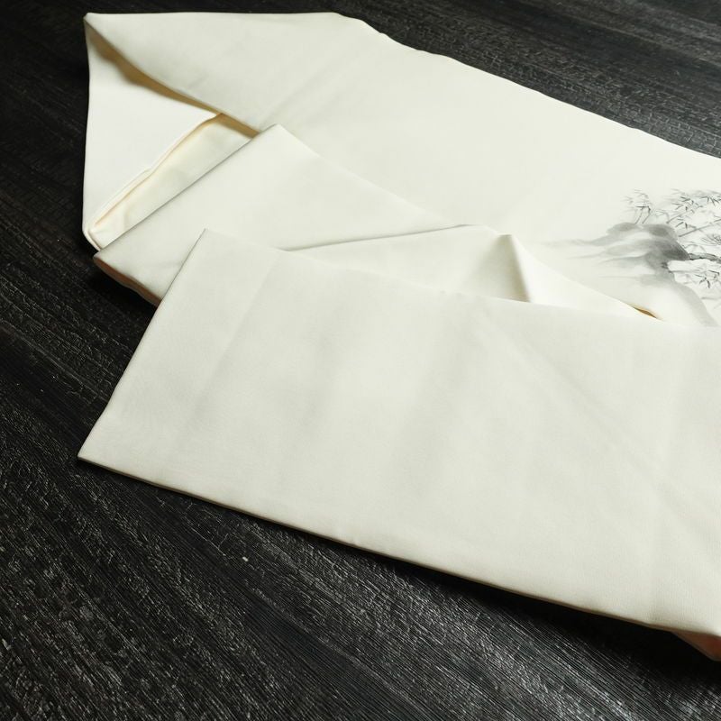 名古屋帯 太鼓柄 良品 正絹 風景柄 名古屋仕立て 帯 白_画像22