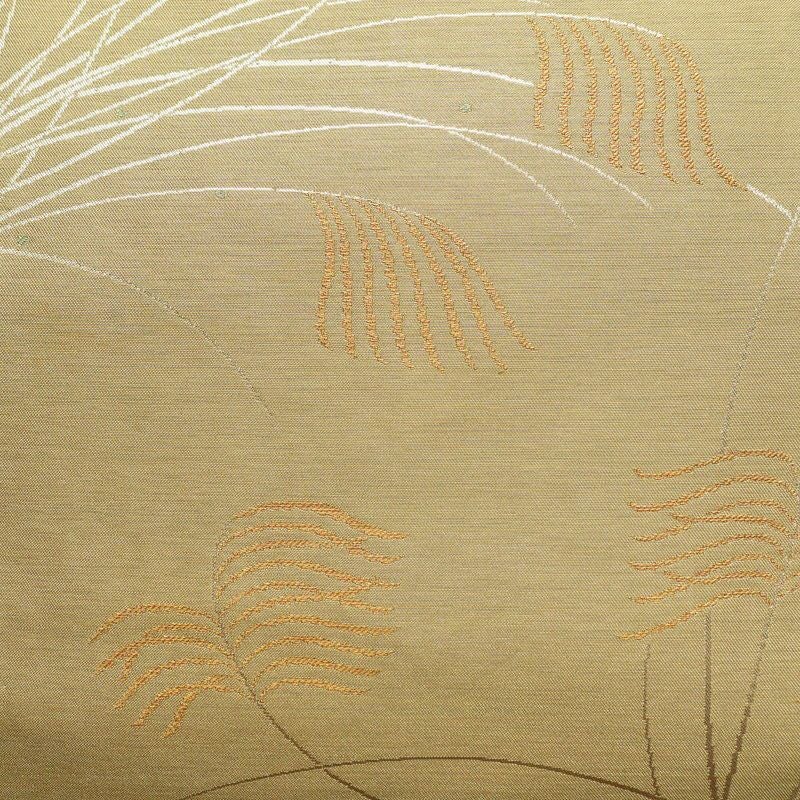 名古屋帯 太鼓柄 美品 正絹 木の葉・植物柄 名古屋仕立て 帯 ベージュ_画像2