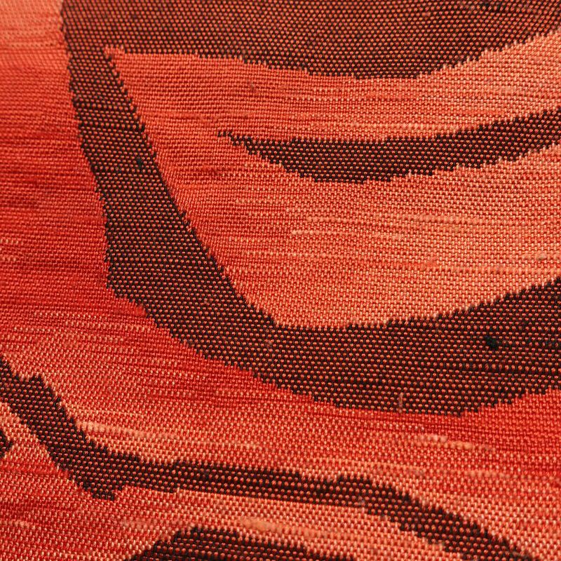 名古屋帯 六通柄 正絹 幾何学柄・抽象柄 通し仕立て 帯 橙_画像3