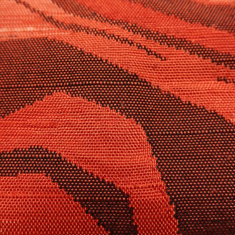 名古屋帯 六通柄 正絹 幾何学柄・抽象柄 通し仕立て 帯 橙_画像6