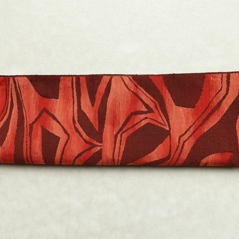 名古屋帯 六通柄 正絹 幾何学柄・抽象柄 通し仕立て 帯 橙_画像15