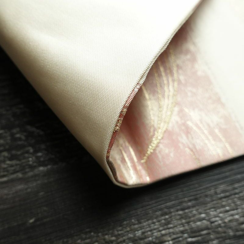 名古屋帯 六通柄 良品 正絹 花柄 名古屋仕立て 箔 金糸 帯 白_画像10