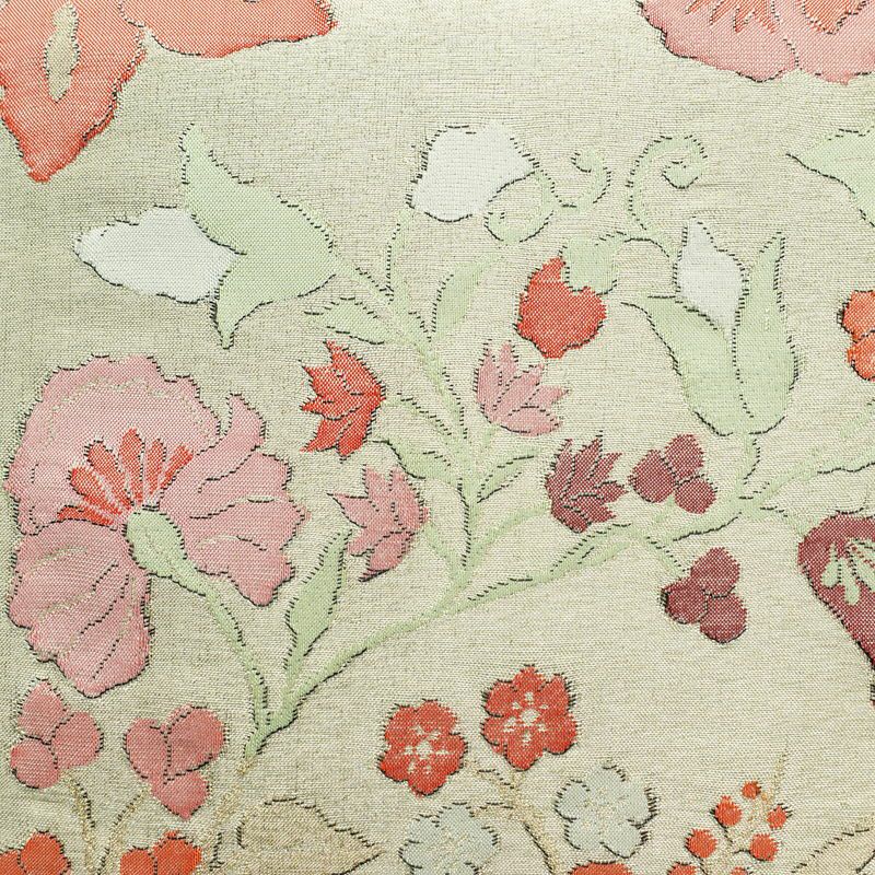 名古屋帯 六通柄 良品 正絹 花柄 名古屋仕立て 金糸 帯 ベージュ_画像2