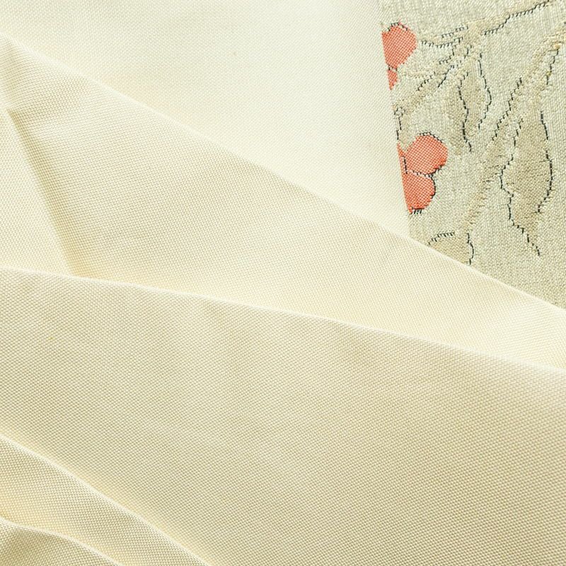 名古屋帯 六通柄 良品 正絹 花柄 名古屋仕立て 金糸 帯 ベージュ_画像19