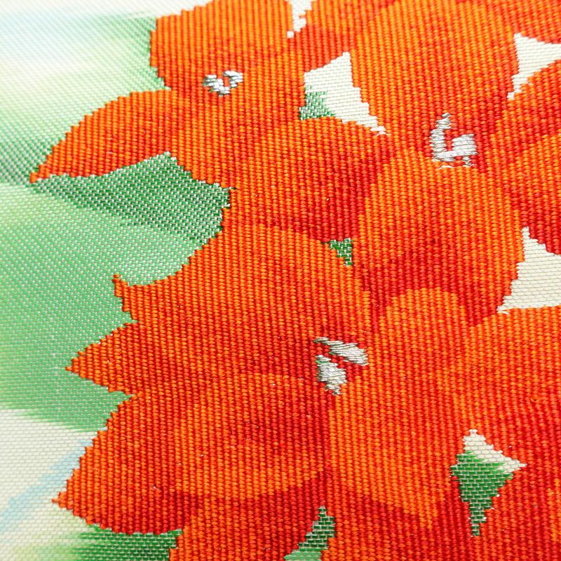 名古屋帯 太鼓柄 正絹 花柄 名古屋仕立て 銀糸 帯 白_画像4