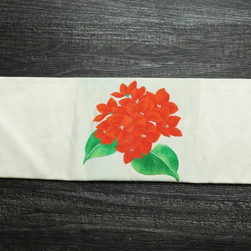 名古屋帯 太鼓柄 正絹 花柄 名古屋仕立て 銀糸 帯 白_画像14