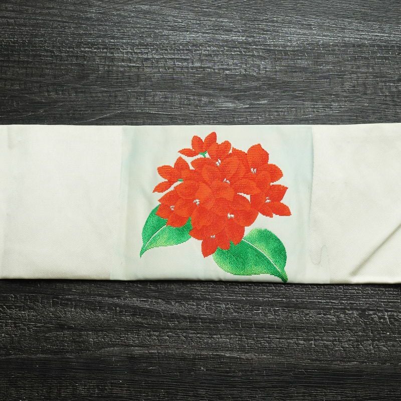 名古屋帯 太鼓柄 正絹 花柄 名古屋仕立て 銀糸 帯 白_画像15